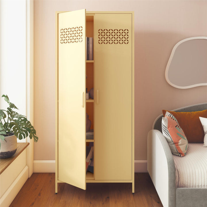 Annie Tall Metal 2 Door Cabinet - Yellow