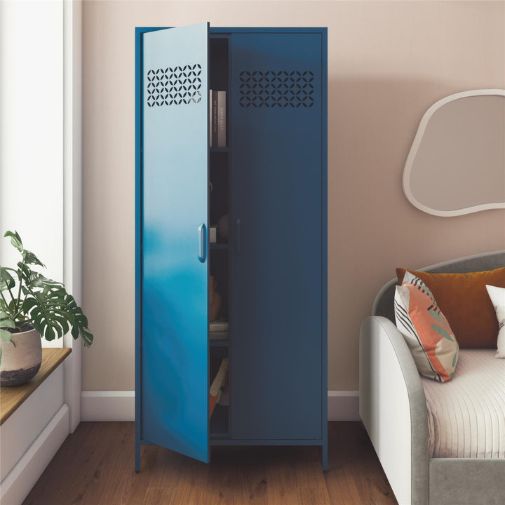 Two-door tall metal storage cabinets -  Moroccan Blue