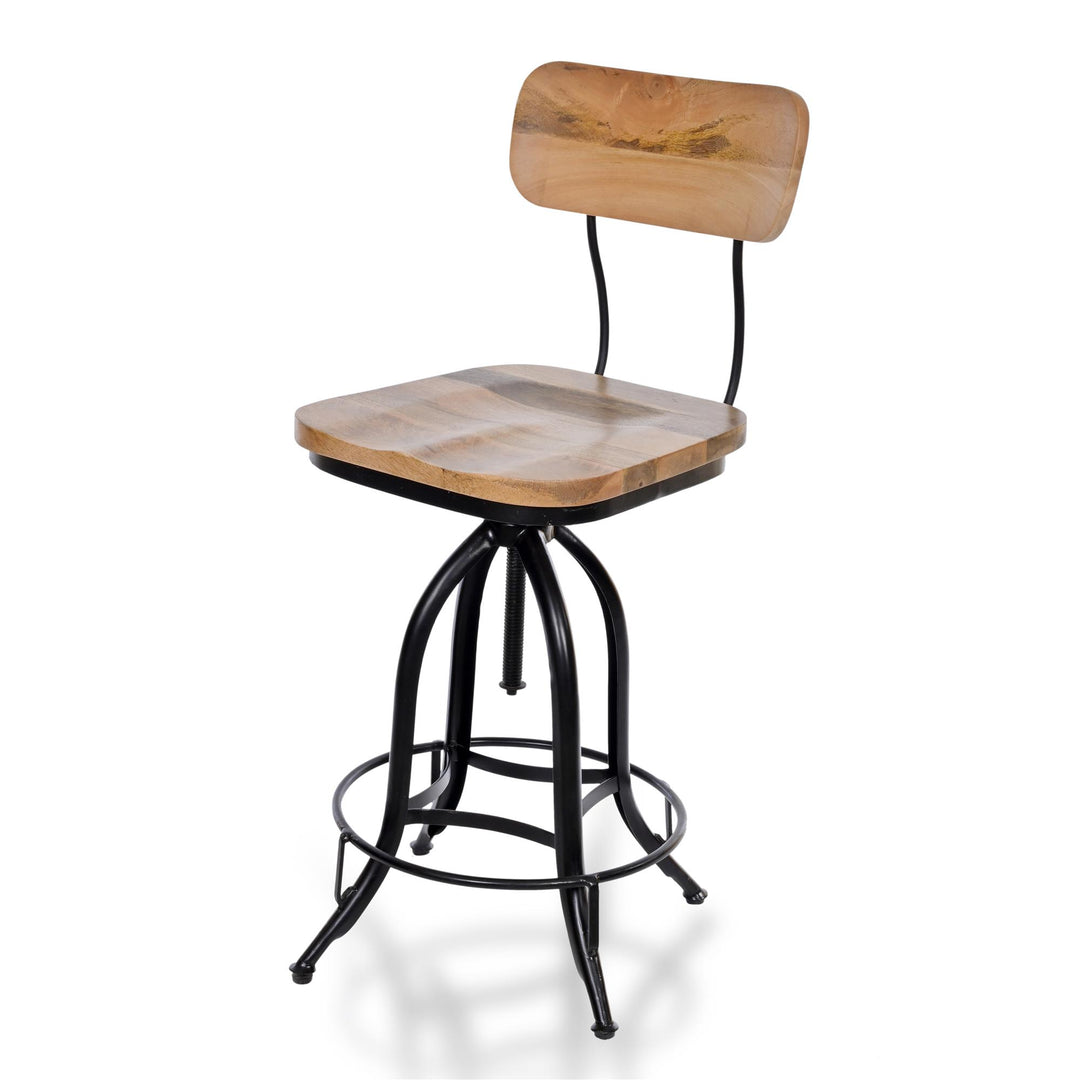 Adjustable bar Stool with hardwood Seat - Natural Oak