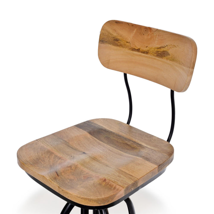 Carson Adjustable Stool with Solid hardwood Seat - Natural Oak