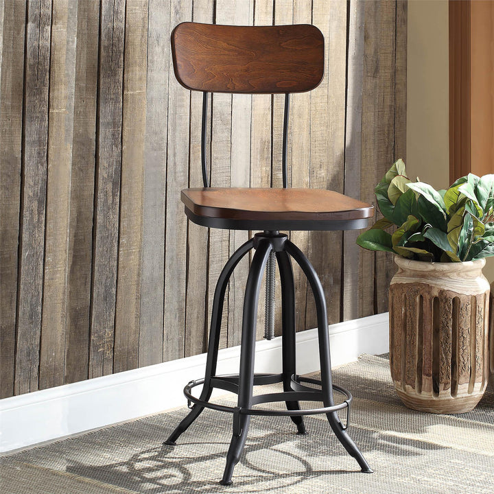 Adjustable Stool with hardwood Seat - Natural Oak