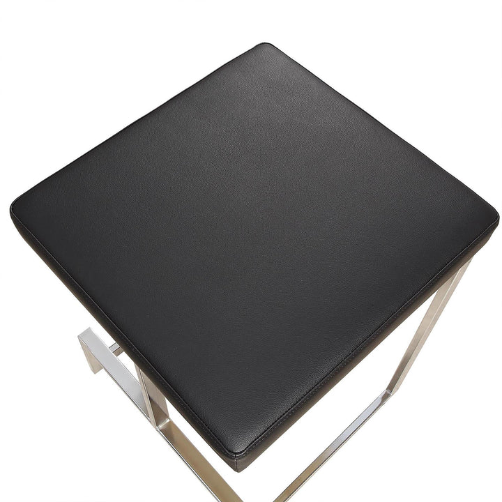 Myles Upholstered Leatherette Counter Stool with Chrome Plated Metal Base - Black / Silver