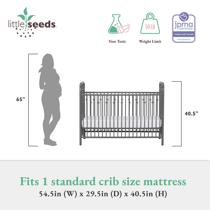 Durable Metal Crib with 3 Different Heights -  Gray