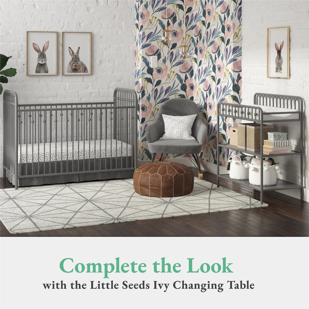 Functional Monarch Hill Ivy Metal Crib for Nursery -  Gray