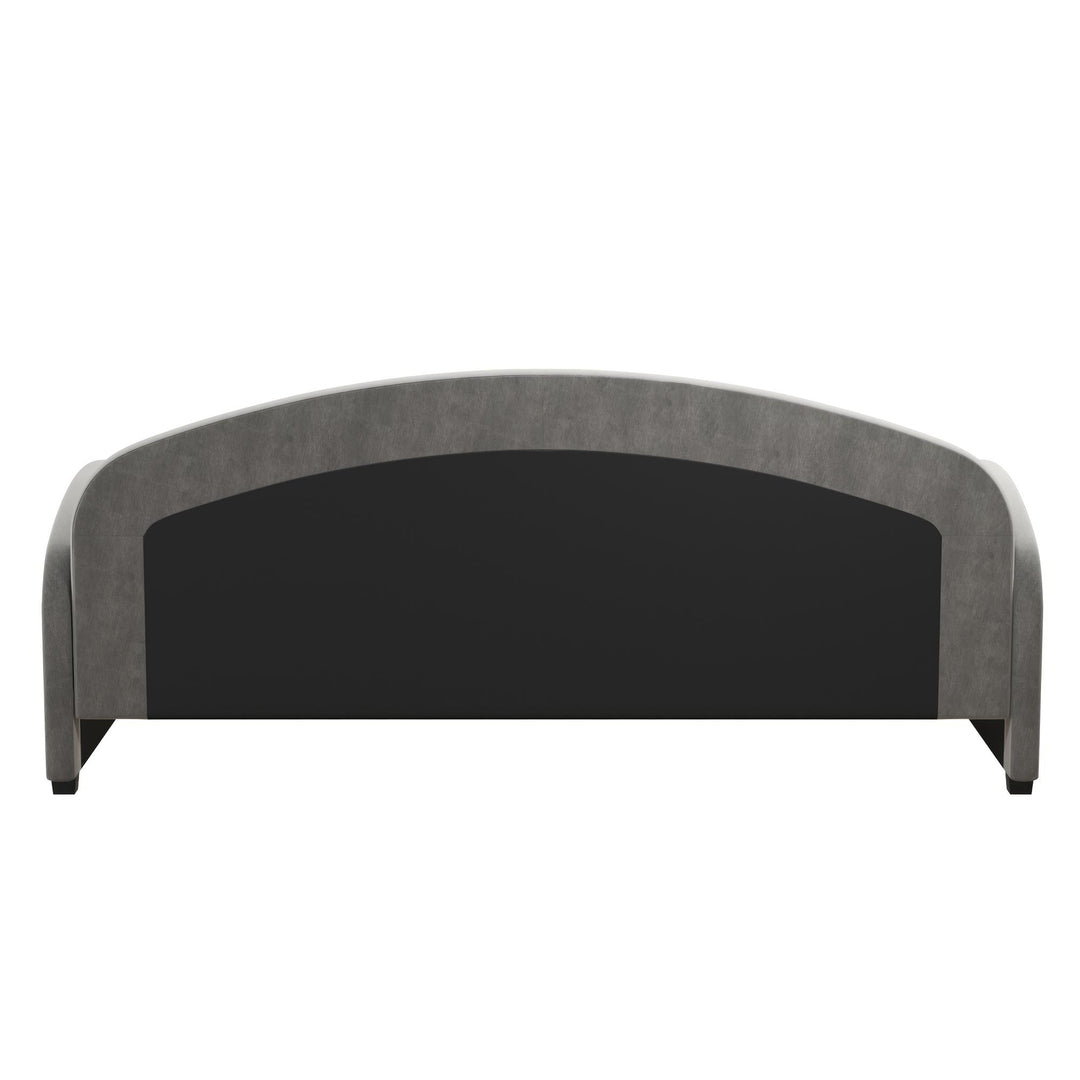 Moon Velvet Upholstered Daybed with Rounded Headboard - Light Gray - Twin