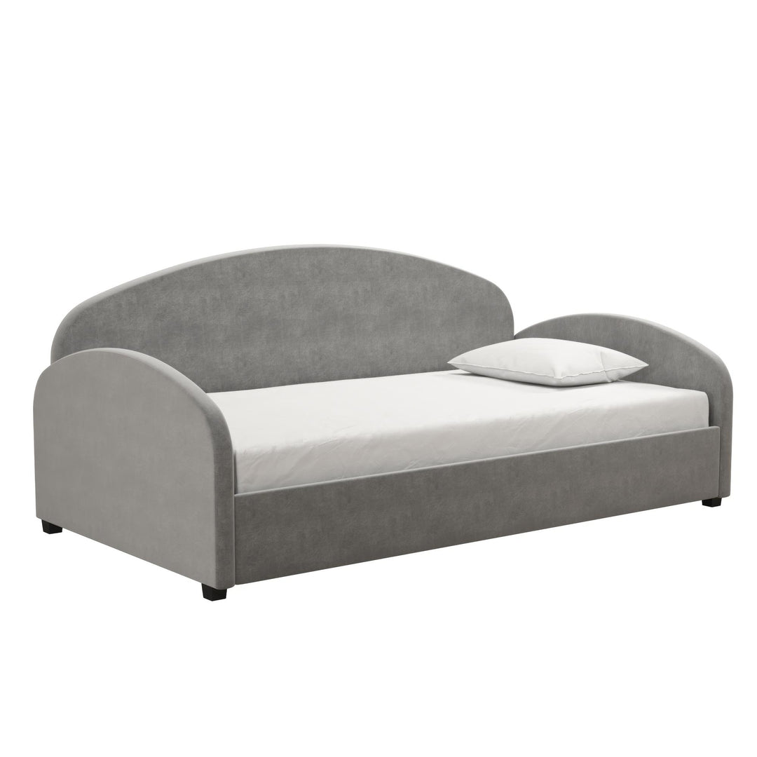 Moon Velvet Upholstered Daybed with Rounded Headboard - Light Gray - Twin