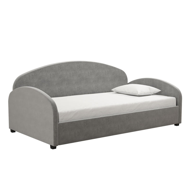 Moon Velvet Upholstered Daybed with Rounded Headboard - Light Gray - Twin