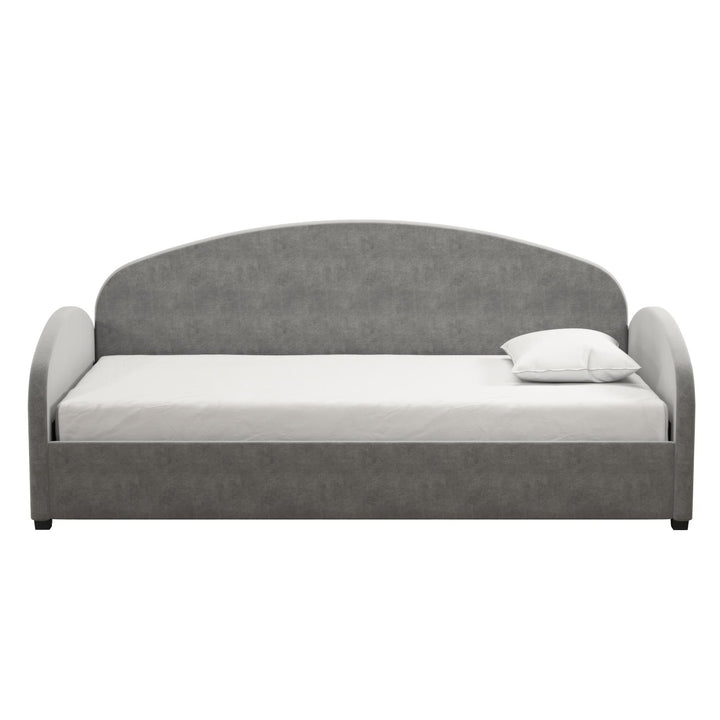 Moon Velvet Upholstered Daybed with Rounded Headboard - Light Gray - Twin