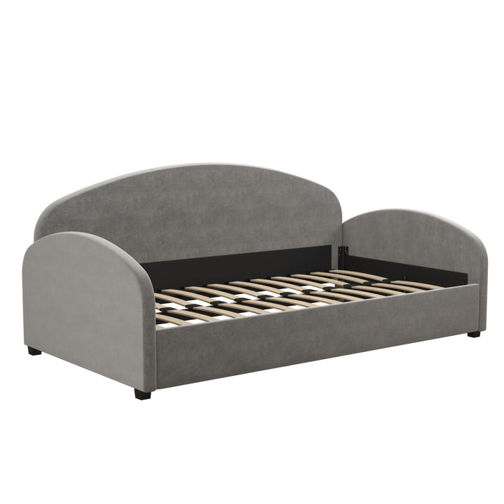 Moon Velvet Upholstered Daybed with Rounded Headboard - Light Gray - Twin