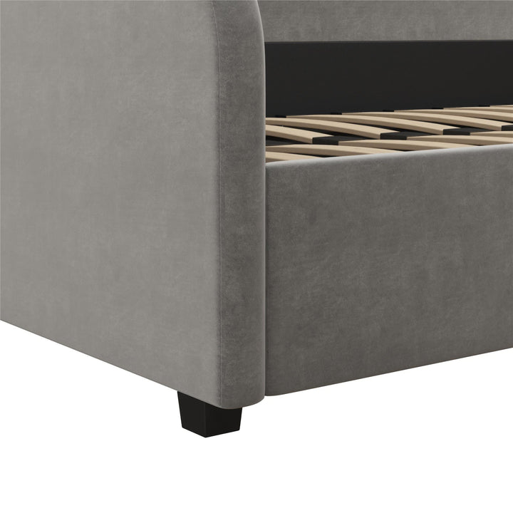 Moon Velvet Upholstered Daybed with Rounded Headboard - Light Gray - Twin
