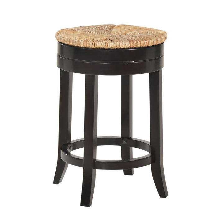 Rush Seat Swivel Stool with Hardwood Legs - Espresso