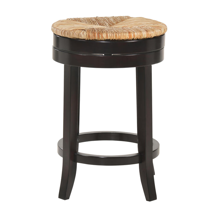 Rustic Swivel Counter Stool with Rush Seat - Espresso