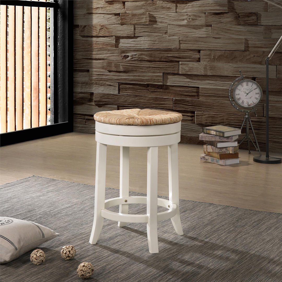 Backless Swivel Stool - White