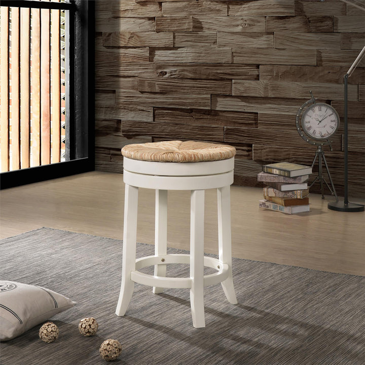 Backless Swivel Stool - White