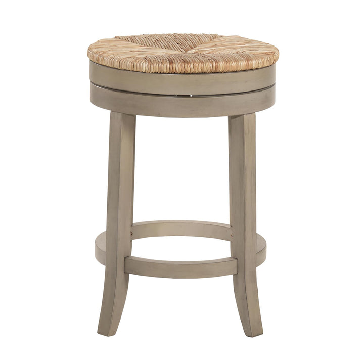 Coastal Swivel Stool with Rush Seat and Hardwood Legs - Grey