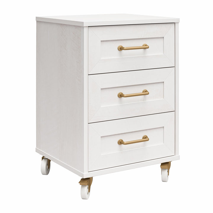 Tess rolling cart with three drawers -  Ivory Oak