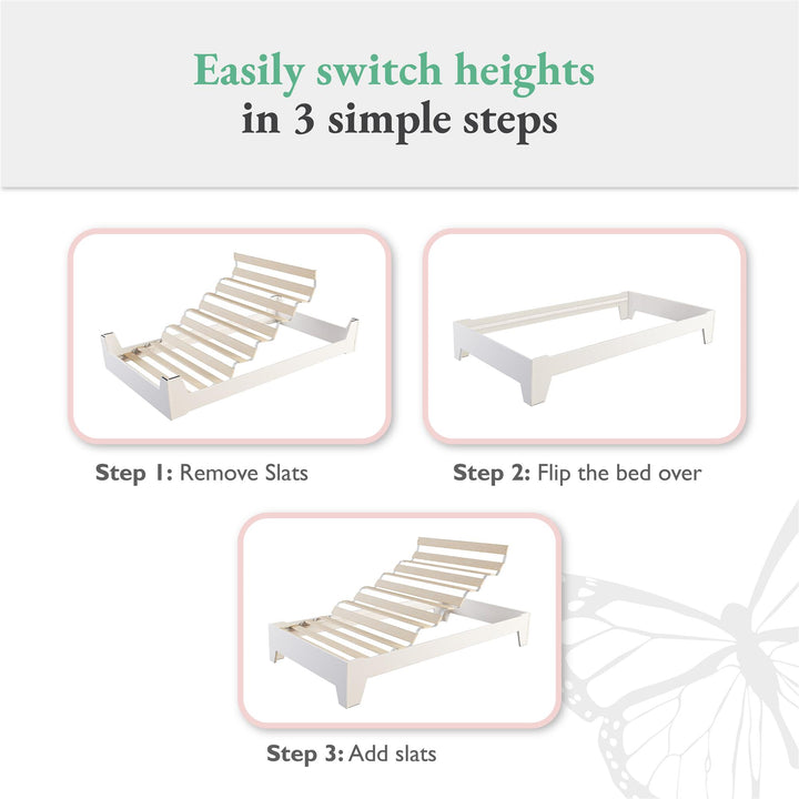 Alessi Kids Montessori Floor Bed​ with 2 Heights - White - Twin