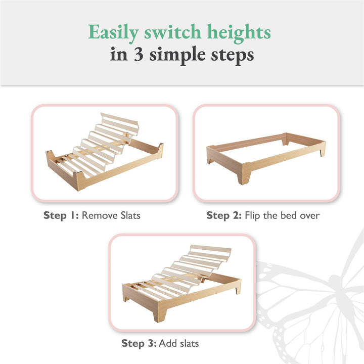 Alessi Montessori Toddler Floor Bed​ with 2 Heights - Natural - Crib & Toddler Mattress