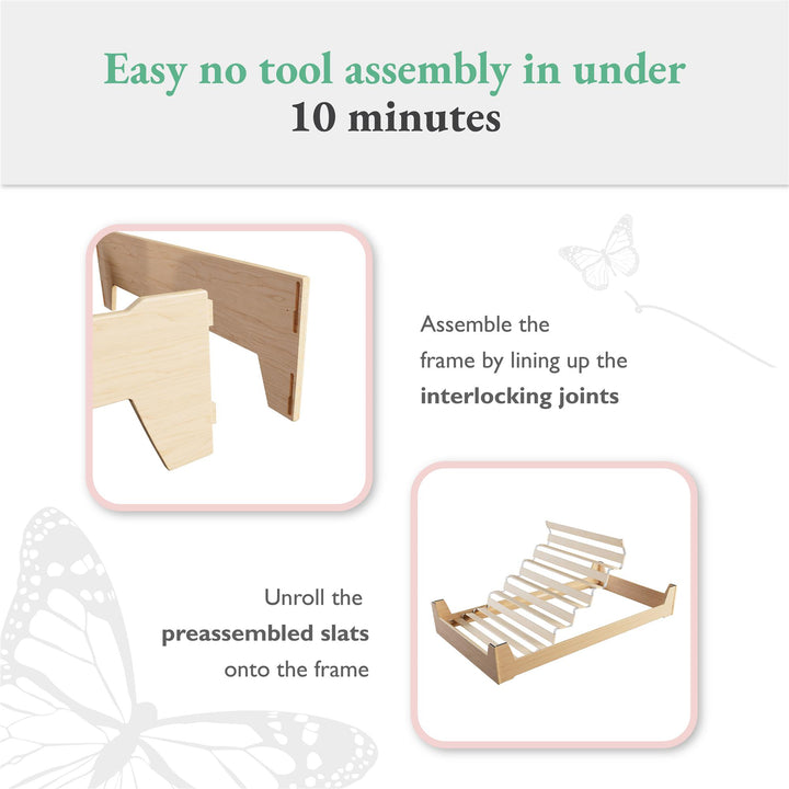 Alessi Montessori Toddler Floor Bed​ with 2 Heights - Natural - Crib & Toddler Mattress