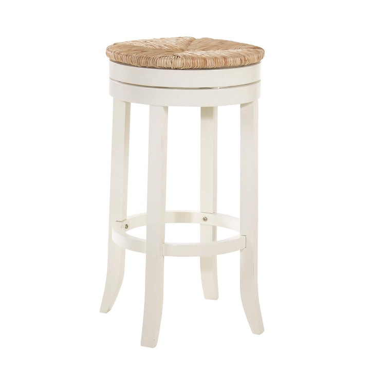 Swivel Barstool with Rush Seat - White