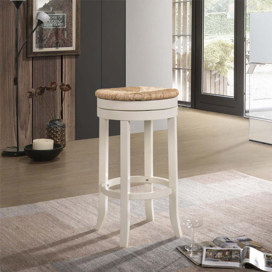 Wooden Swivel Counter Stool - White