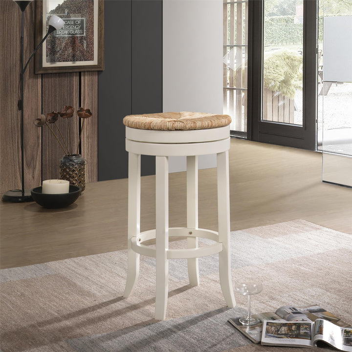 Wooden Swivel Counter Stool - White