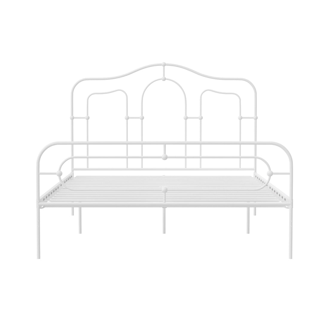 Primrose Vintage Style Metal Bed with Headboard and Footboard - White - Queen