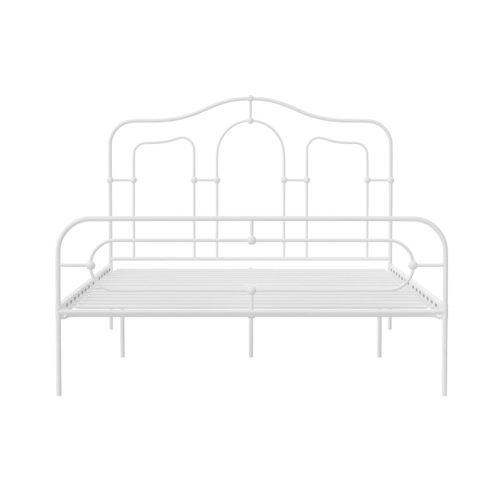 Primrose Vintage Style Metal Bed with Headboard and Footboard - White - Queen