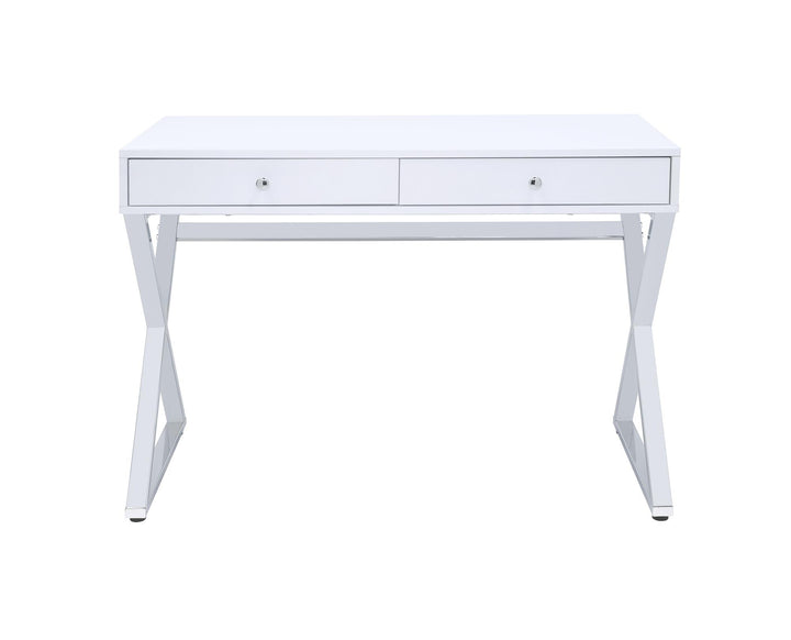 2 drawer rectangular writing desk - White