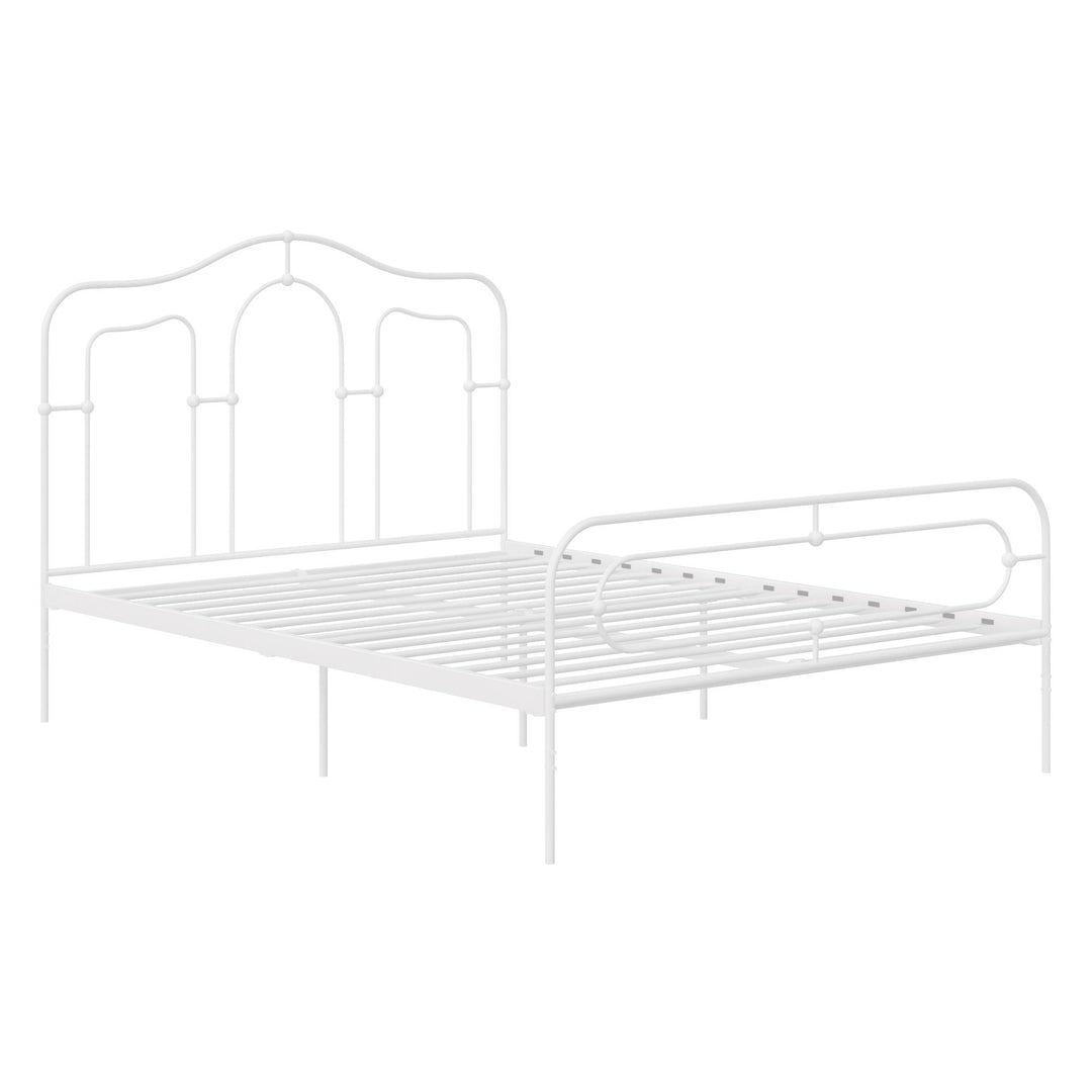 Primrose Vintage Style Metal Bed with Headboard and Footboard - White - Queen