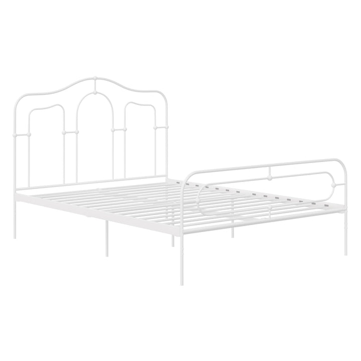 Primrose Vintage Style Metal Bed with Headboard and Footboard - White - Queen