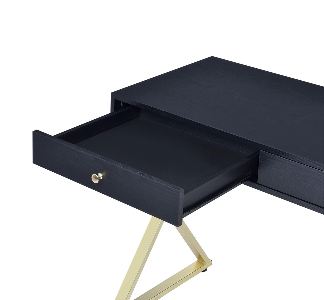 best vanity desk with 2 storage drawers - Black