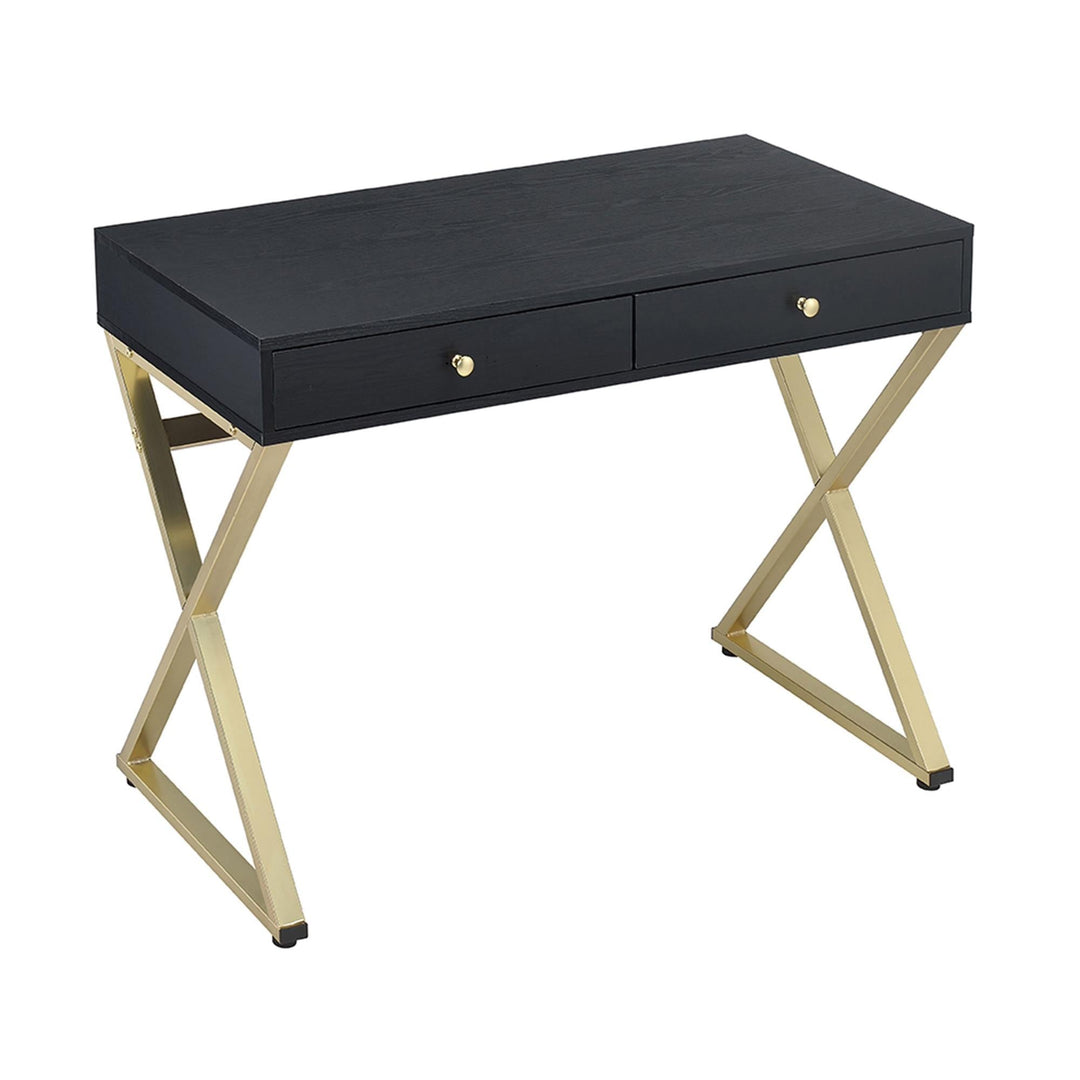 2 drawer wood vanity desk - Black