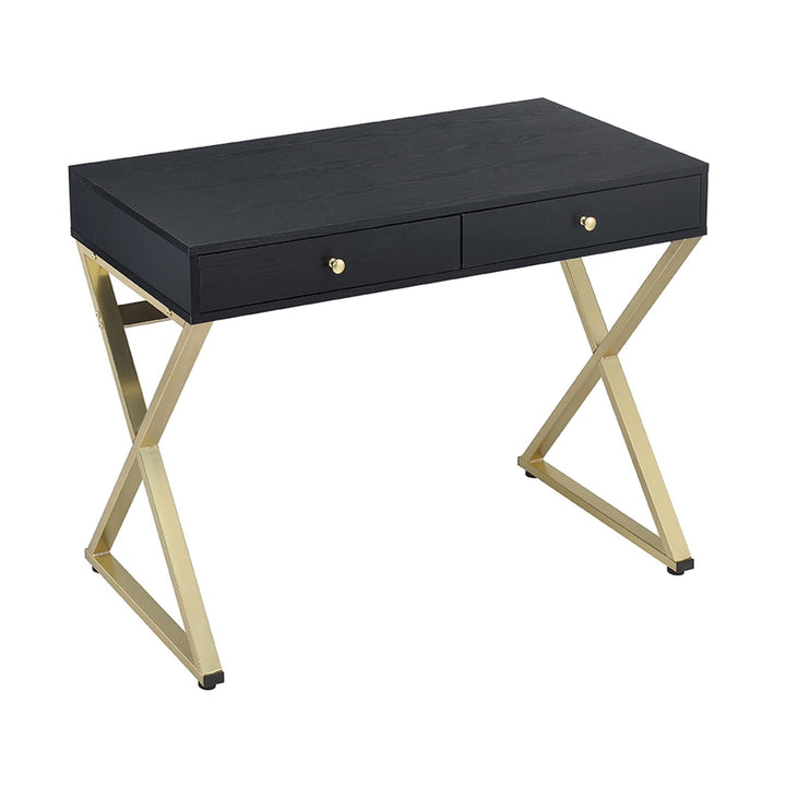 2 drawer wood vanity desk - Black