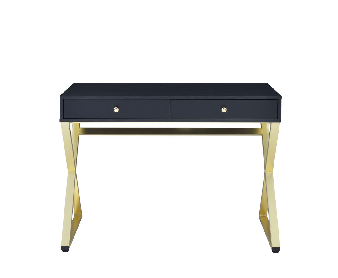 Cecily Vanity Desk with 2 Storage Drawers - Black