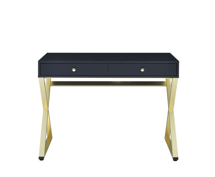 Cecily Vanity Desk with 2 Storage Drawers - Black
