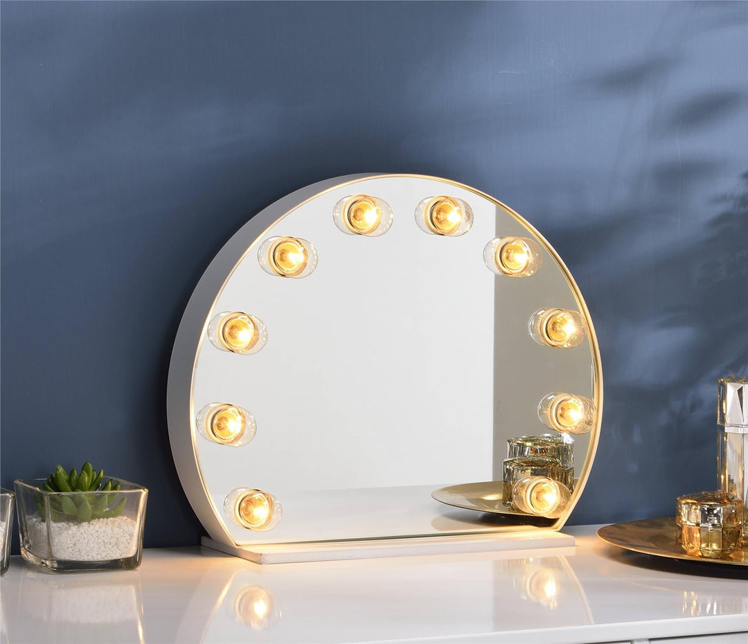 Bulb Layout Accent Mirror - White