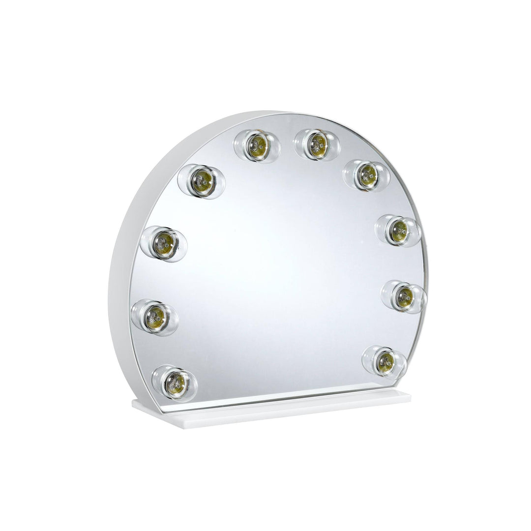 luxurious design Accent Mirror with Hollywood Style Bulb Layout - White