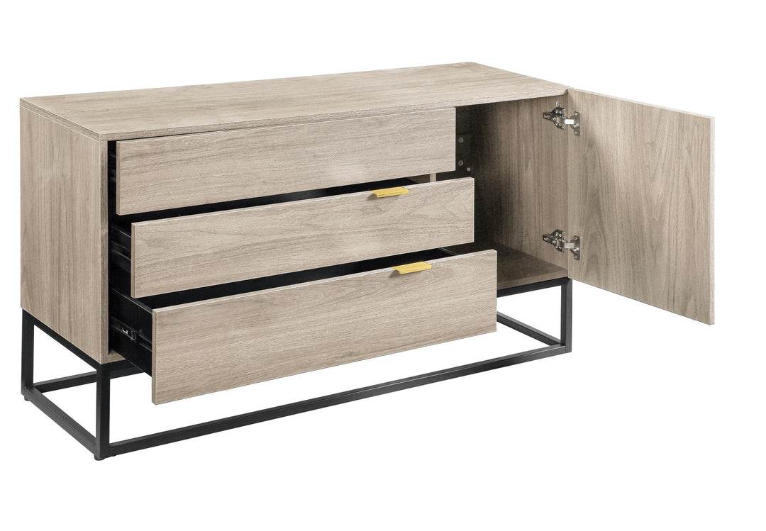 Modern stylish Console Table with 3 Drawers & 1 Closed Cubby - Rustic Oak