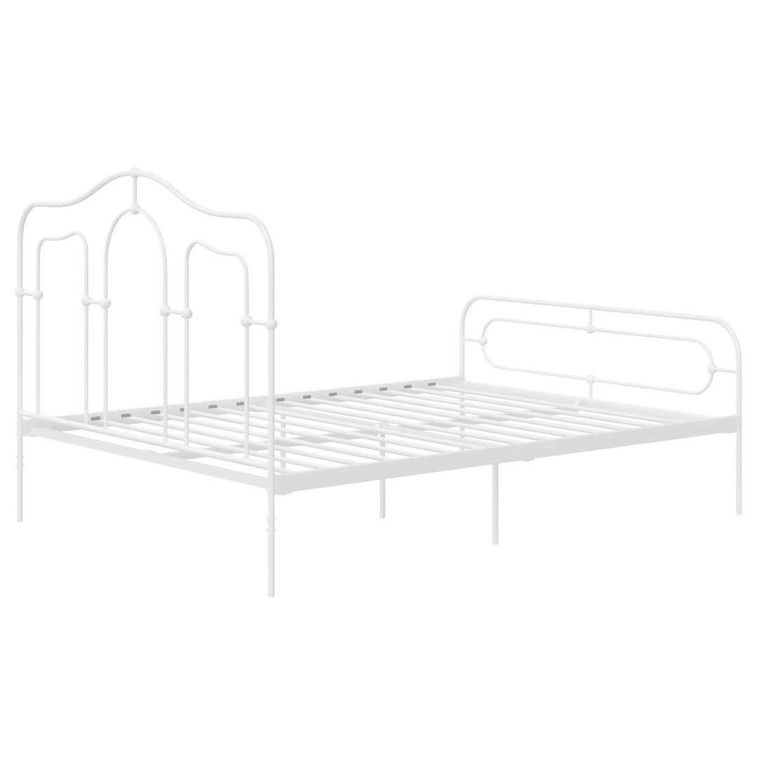 Primrose Vintage Style Metal Bed with Headboard and Footboard - White - Queen