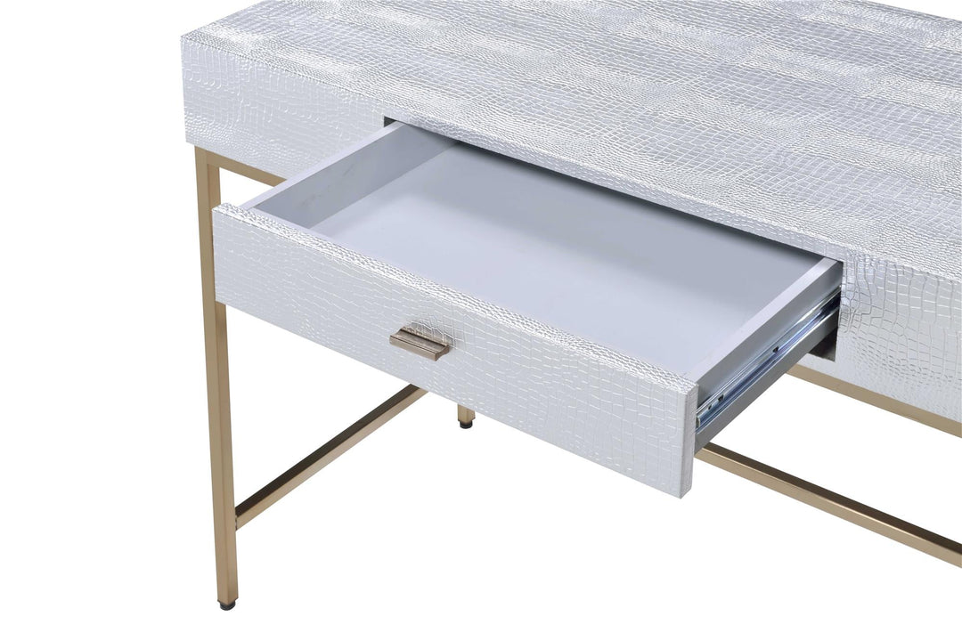 Spacious 1 drawer vanity desk with metal legs - Silver