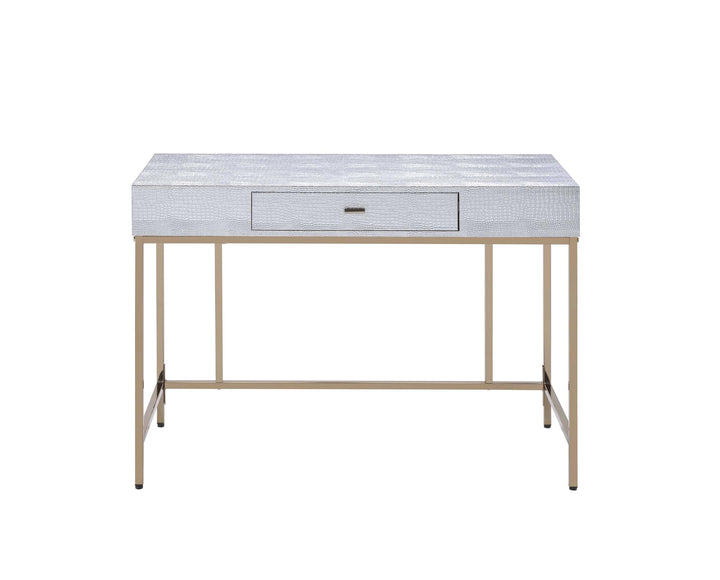 Piety Vanity Desk with 1 Drawer and Metal Legs - Silver