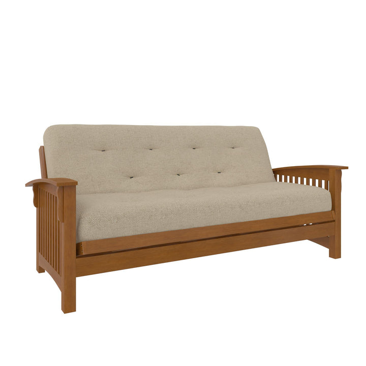 Cozey 8-Inch Pocket Spring Coil Full Sized Futon Mattress with Polyester Linen - Beige - Full