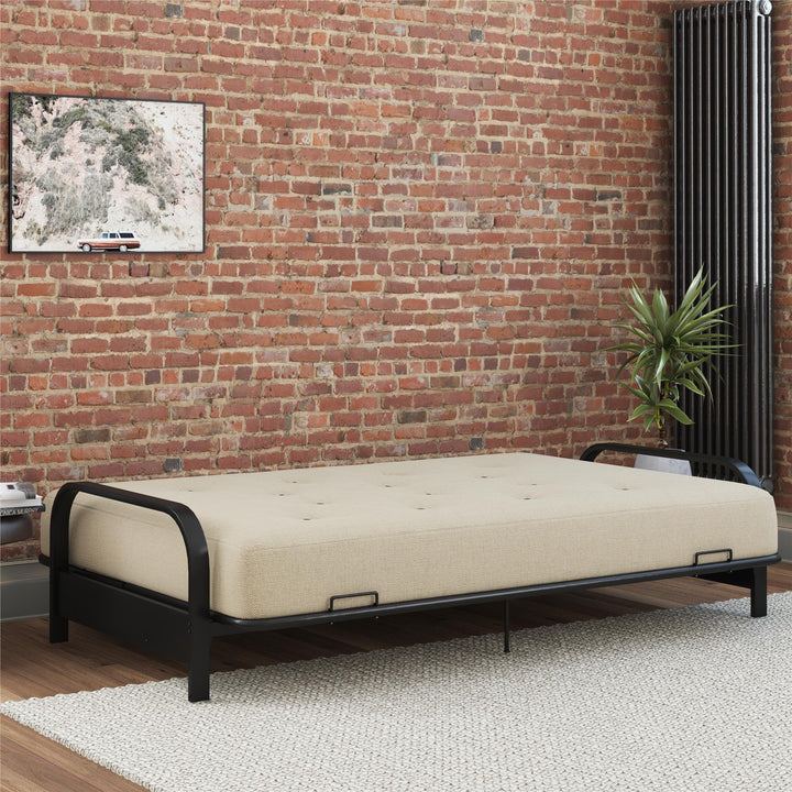 Cozey 8-Inch Pocket Spring Coil Full Sized Futon Mattress with Polyester Linen - Beige - Full