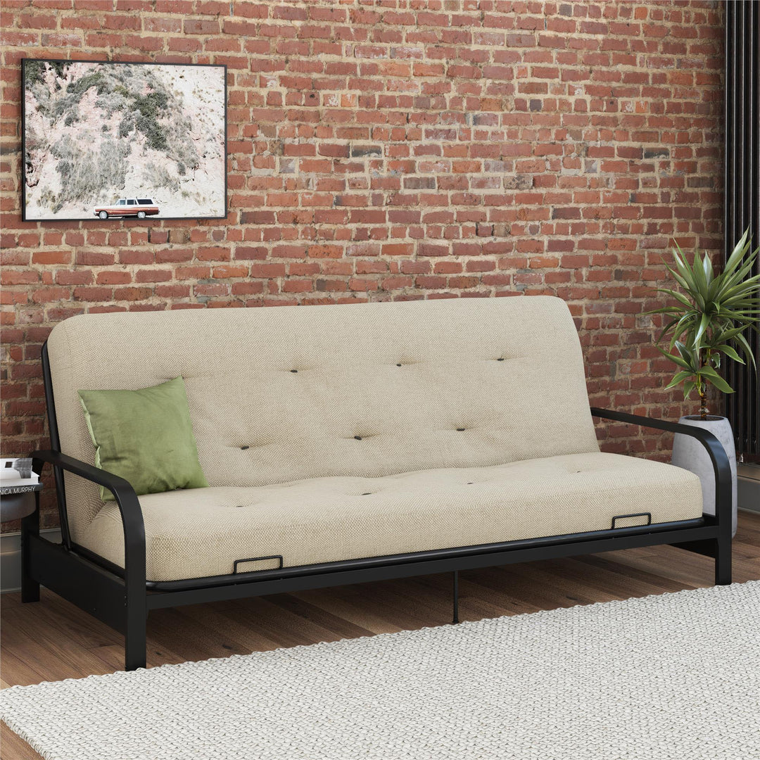 Cozey 8-Inch Pocket Spring Coil Full Sized Futon Mattress with Polyester Linen - Beige - Full