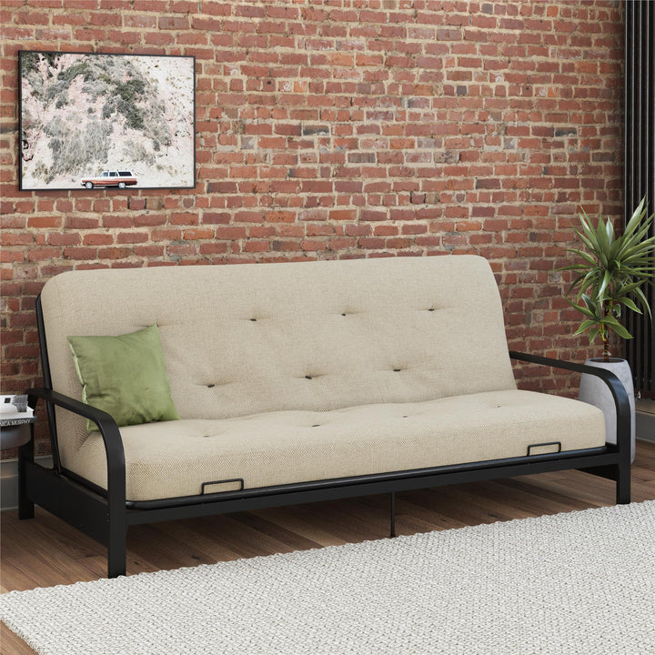 Cozey 8-Inch Pocket Spring Coil Full Sized Futon Mattress with Polyester Linen - Beige - Full