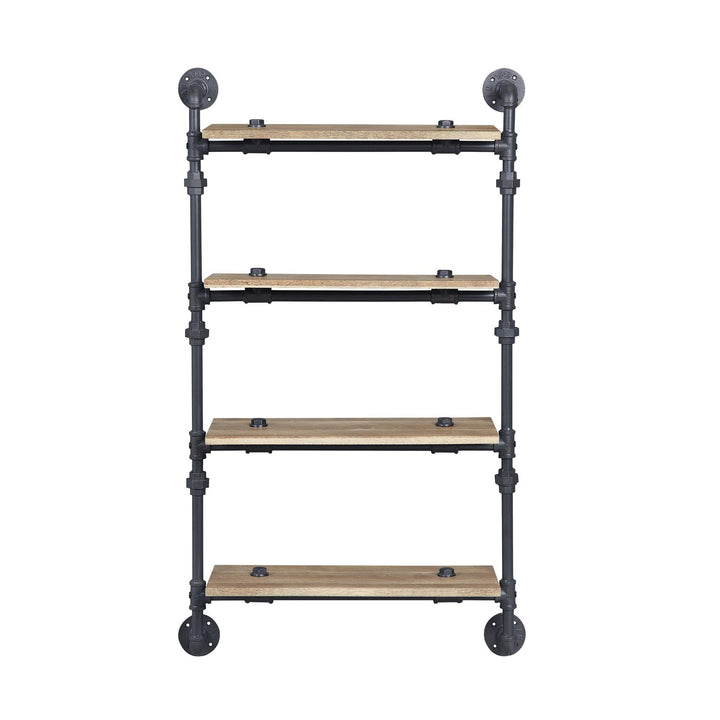 Duncan Wall Rack with 4 Tier Shelf - Oak