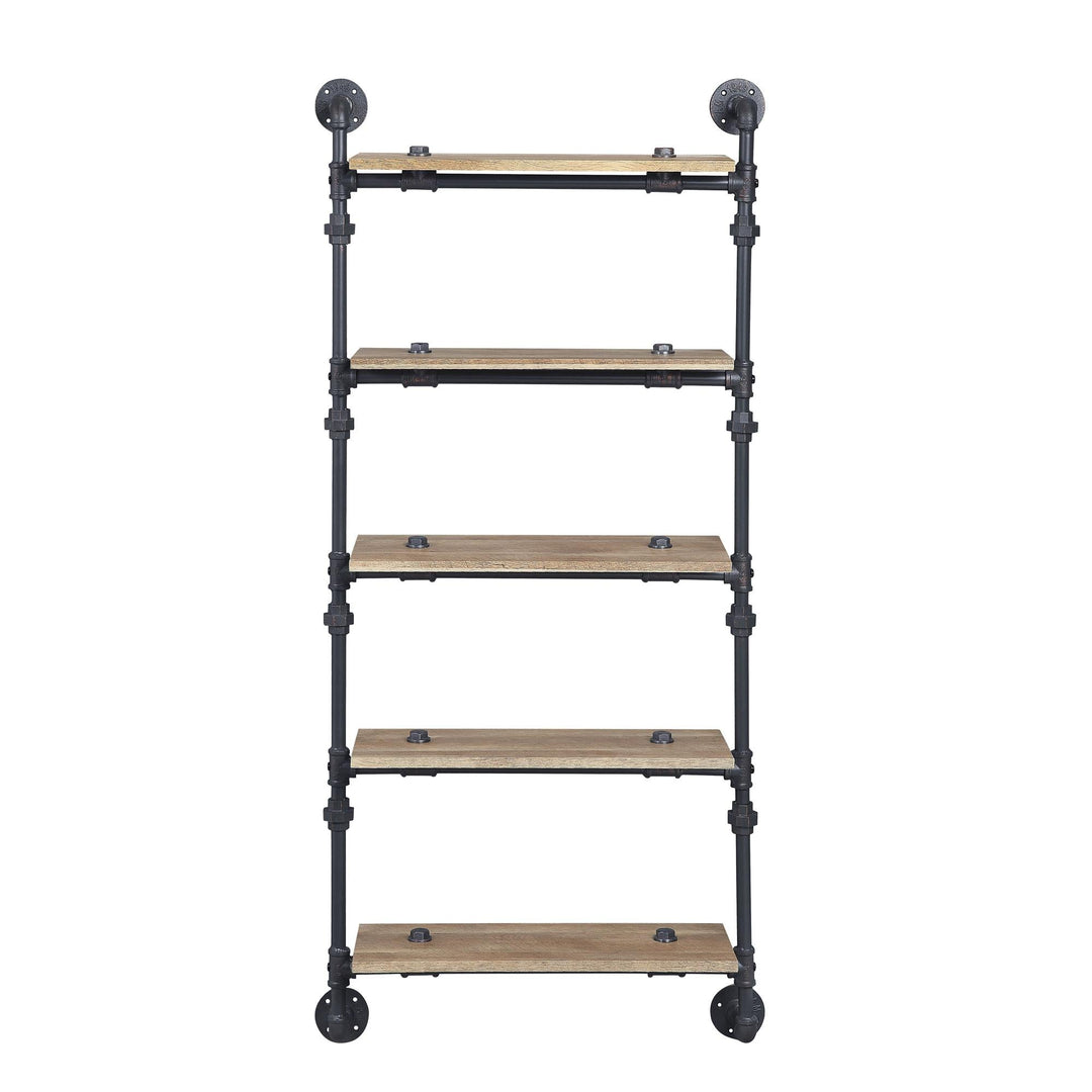 Duncan Wall Rack with 5 Tier Shelf - Oak