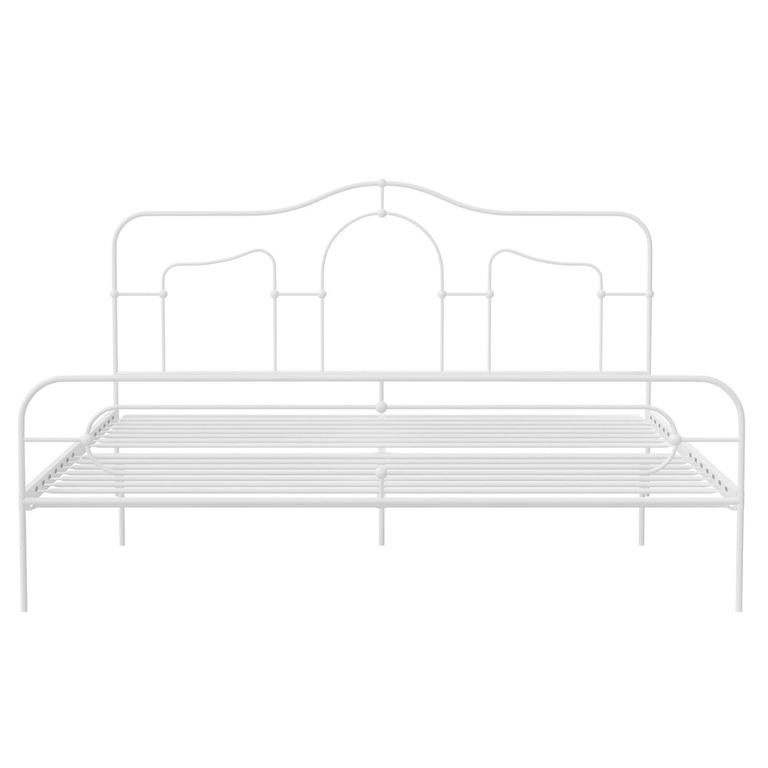 Primrose Vintage Style Metal Bed with Headboard and Footboard - White - King