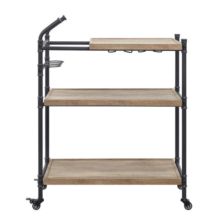 Duncan Serving Cart with Oak & Sandy Black Finish - Oak